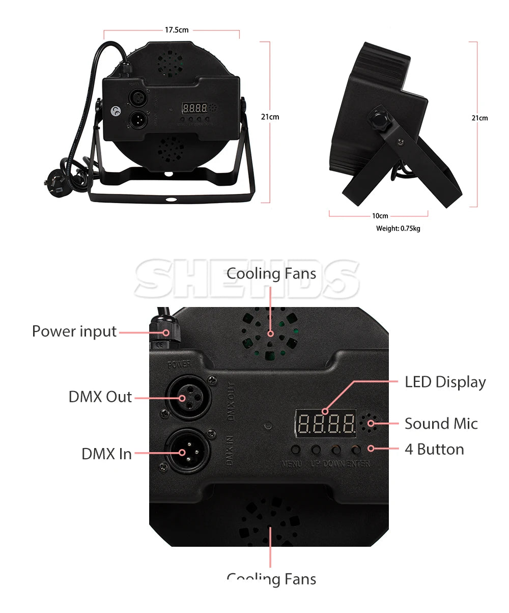 SHEHDS 1pcs LED Par 7X18W RGBWA+UV/7X12W RGBW Beleuchtung für DJ Disco Theater Hochzeit Weihnachten Lichter Konzert