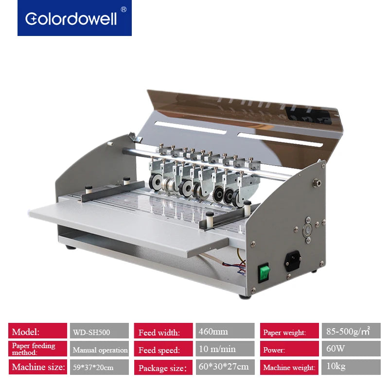 SH500 Desktop Electric Paper Creasing Machine 470mm/18'' Width With Cutting Blade for Paper Processing