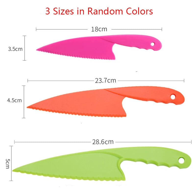 Kid Plastic Kitchen Knife Set Children's Safe Cooking Chef Nylon Knives For Fruit Bread Cake Salad Lettuce Knife