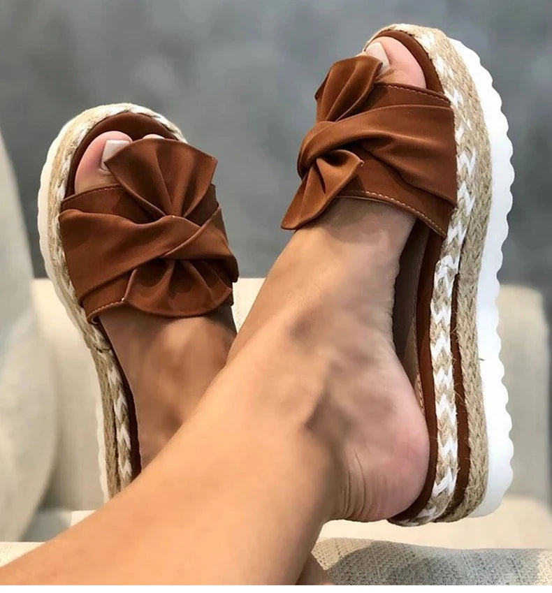 Slippers Women Sandals Platform Sandals Shoes Women Bow 2022 Summer Sandals Slipper Indoor Outdoor Flip-flops Beach Shoes Female