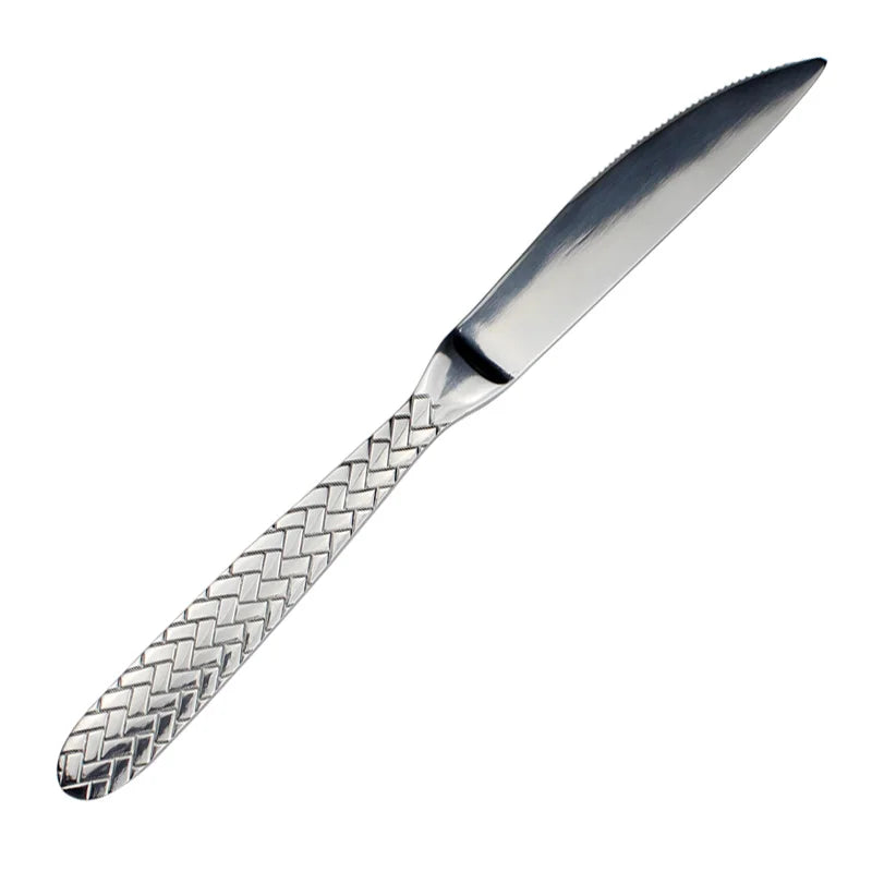 LUCF Royal Luxury 2025 - Gewebtes Muster Griff Spiegel Edelstahl Geschirr - Elegantes Besteck Delikates Tafelgeschirr Küche Hotel