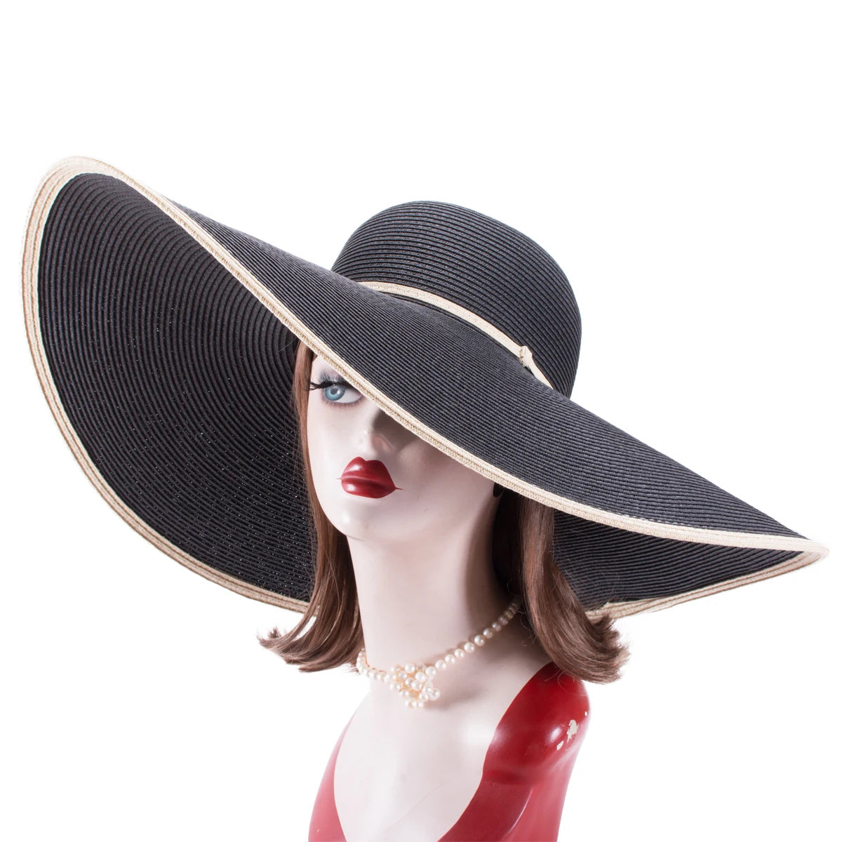 Pălării de paie pliabile, supradimensionate, cu bor larg, Lawliet, elegante, pentru plajă, pentru nuntă, femei, cu boruri largi, A330