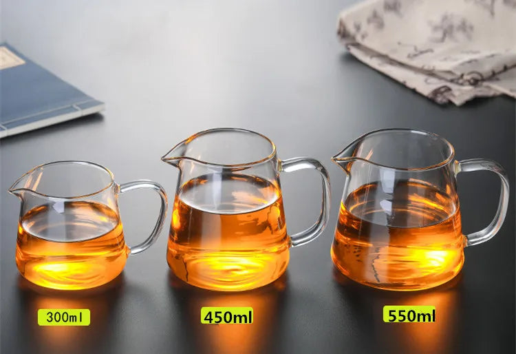 Heat-resisting clear glass tea pot fair cup cha hai,handmade kung fu tea cups teaset gongdao Points of tea ware with handle