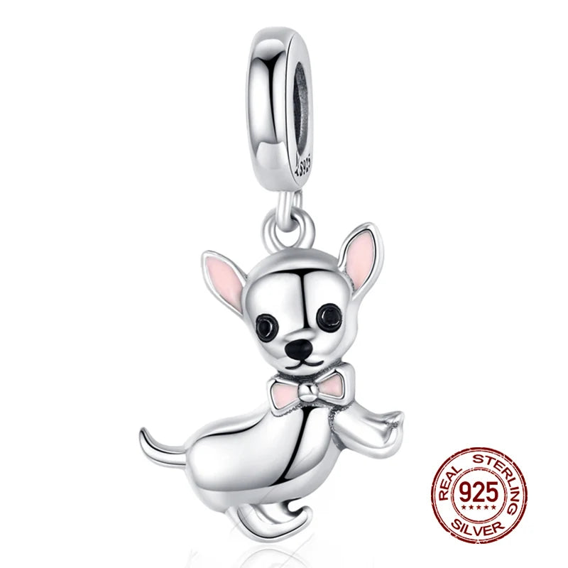 WOSTU 925 Sterling Silber Anhänger 2025: Frauen Junge Mädchen Haustier Kamera Biene AAA Cubic Zirkonia - Kaffee Marienkäfer Perlen DIY Original Armband 1.9g