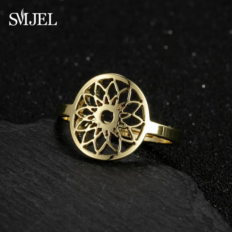 New Punk Geometric Ring for Men Women Exaggerated Stainless Steel Jewelry Opening Adjustable Ring Anillo Hombre Bijoux 2021 Gift