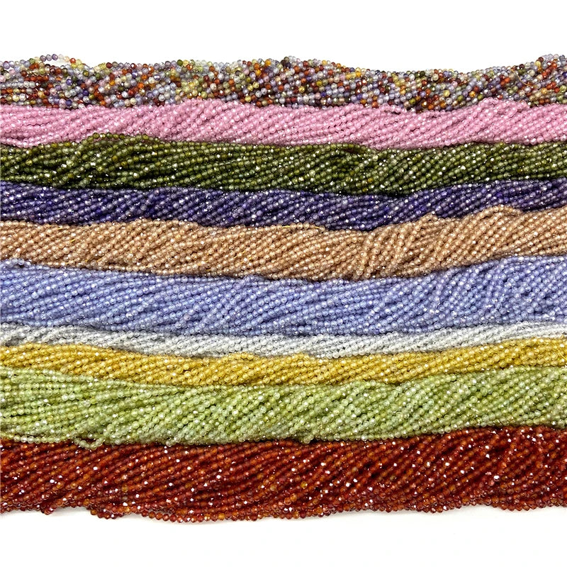 Mărgele de zirconiu Vinswet fațetate - 2-4 mm, 36-38 cm, 3-10 g