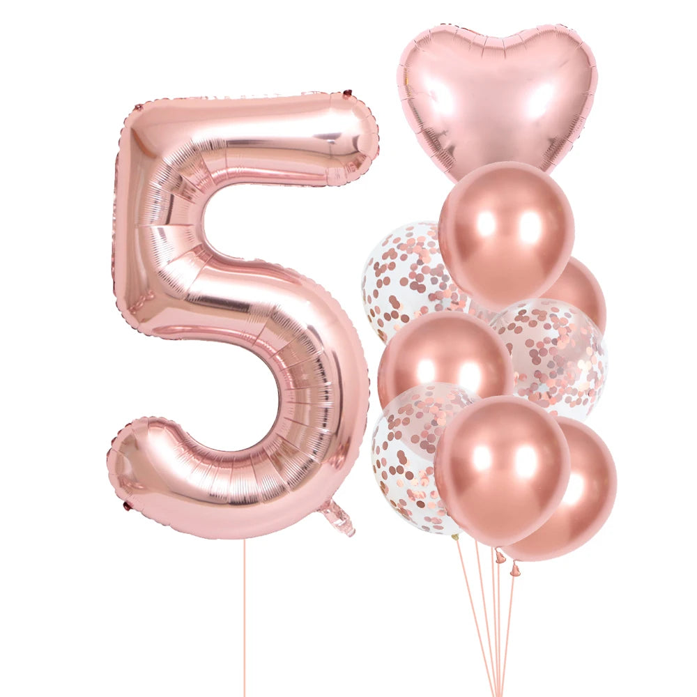 GIHOO 21118 Zahlenballons Roségold - 10 Stück 40 cm Latex