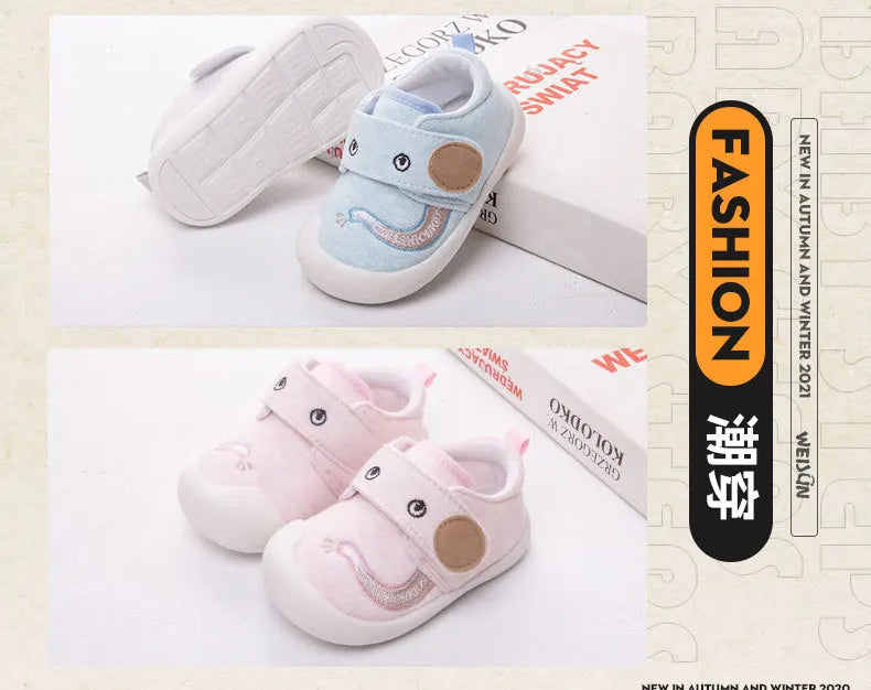 Frühling Herbst Baby Schuhe 2025 - Neugeborene Elefant Cartoon Erste Laufschuhe - Jungen Mädchen Rutschfest Weiche Sohle 0-1J