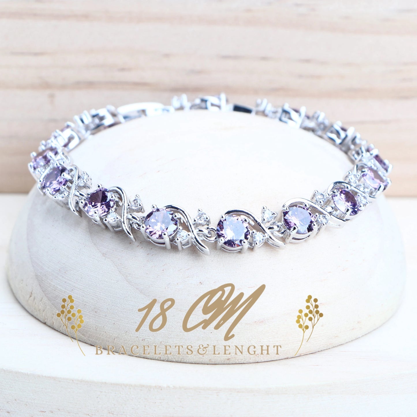 Lila Zirkonia Silber 925 Braut Schmuck Sets - Für Damen Kostüm Schmuck Armbänder - Hochzeit Ringe Ohrringe Anhänger Halskette