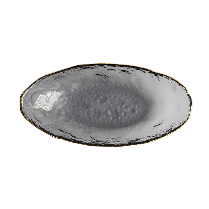 Glass Plate Irregular Dinner Plates Gold Glass Dishes Creative Salad Bowl Transparent Plate Glass Bowl and Dish Set Dessertplate