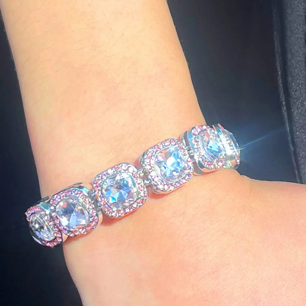 Luxus Voll Strass Große Tennis Kette Armbänder 2025 - Frauen Männer Fashion Bling - Iced Out Quadrat Kristall Armband Hand Schmuck Premium