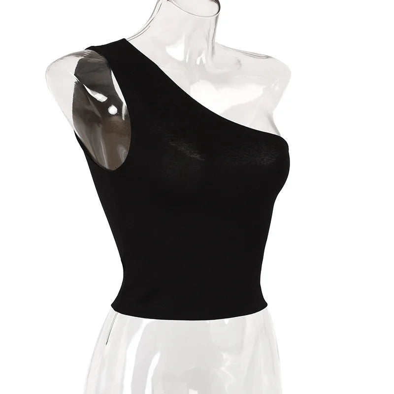 Women Sports Tank Tops elegant Crop Tops Vest Casual Female One Shoulder Summer Outfits Tops Fitness Elastic