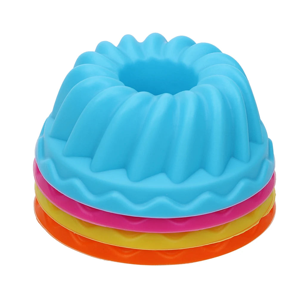 HILIFE Silicone Pudding Cupcake Muffin Donut Mold Non-Stick Baking Jelly Mould 12pcs/set Thread Shape