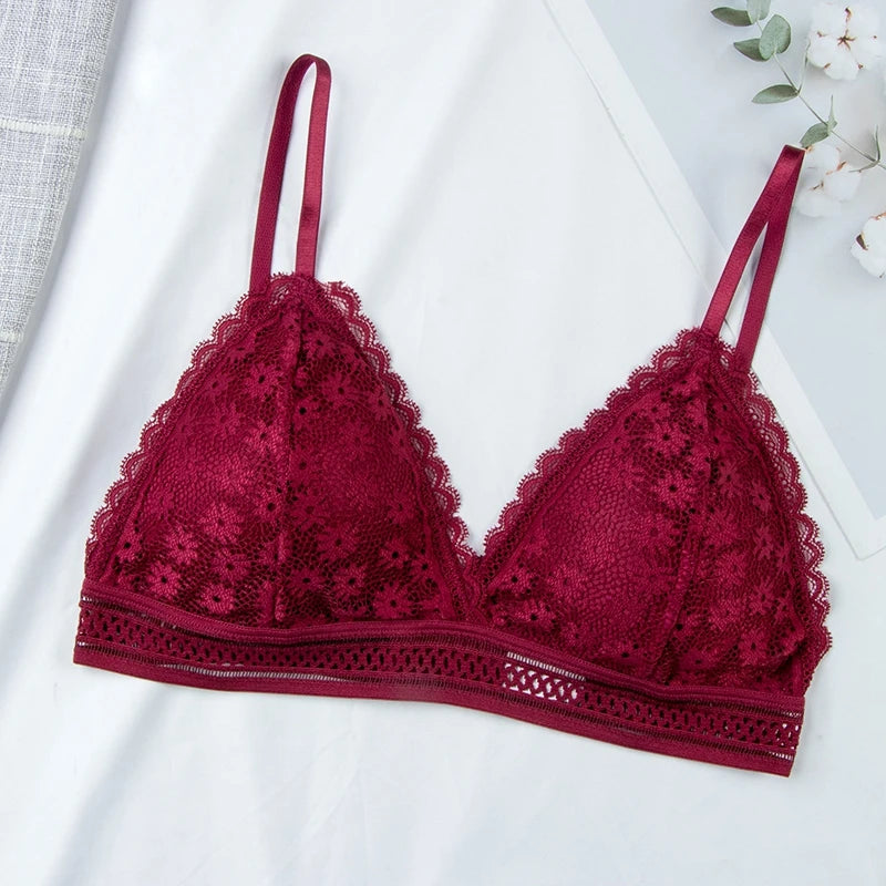 MIMICOO Damen BH 2025 - Elegante Spitzen-Bralette Push-Up bügellos mit herausnehmbaren Pads