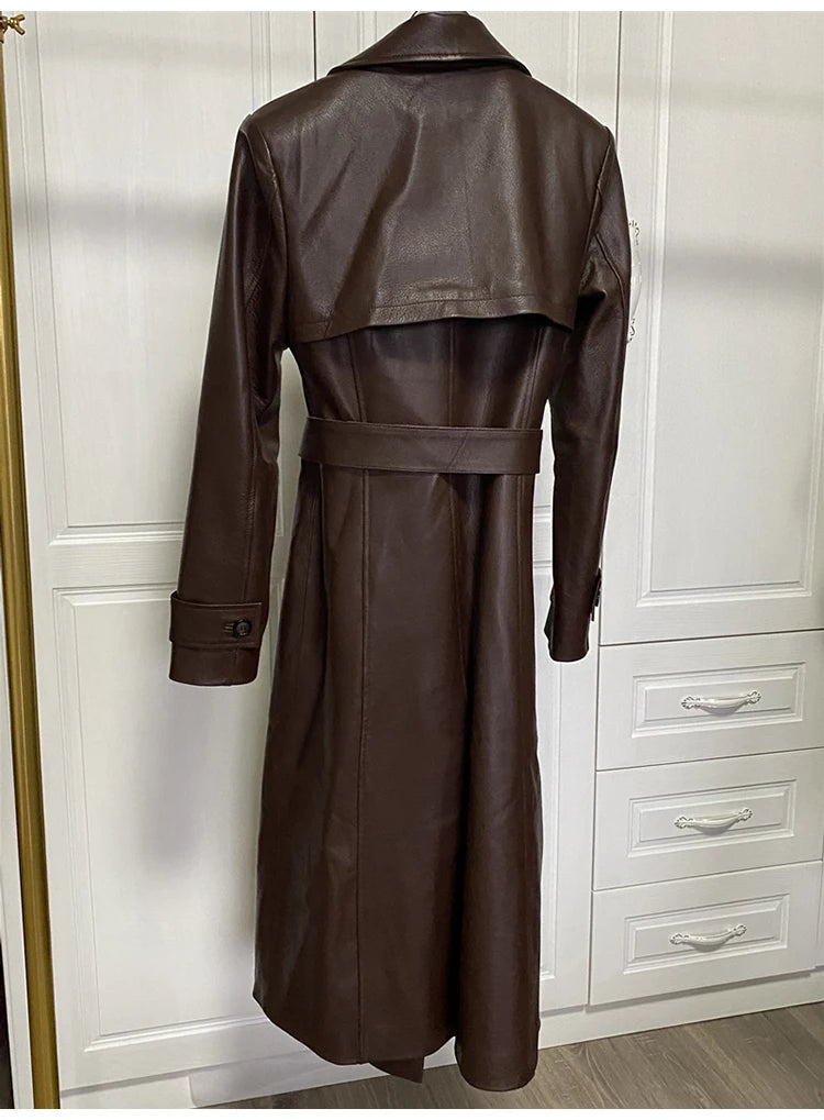 Lautaro Trench Weinrot Fauxleder Lang - Größe XXL