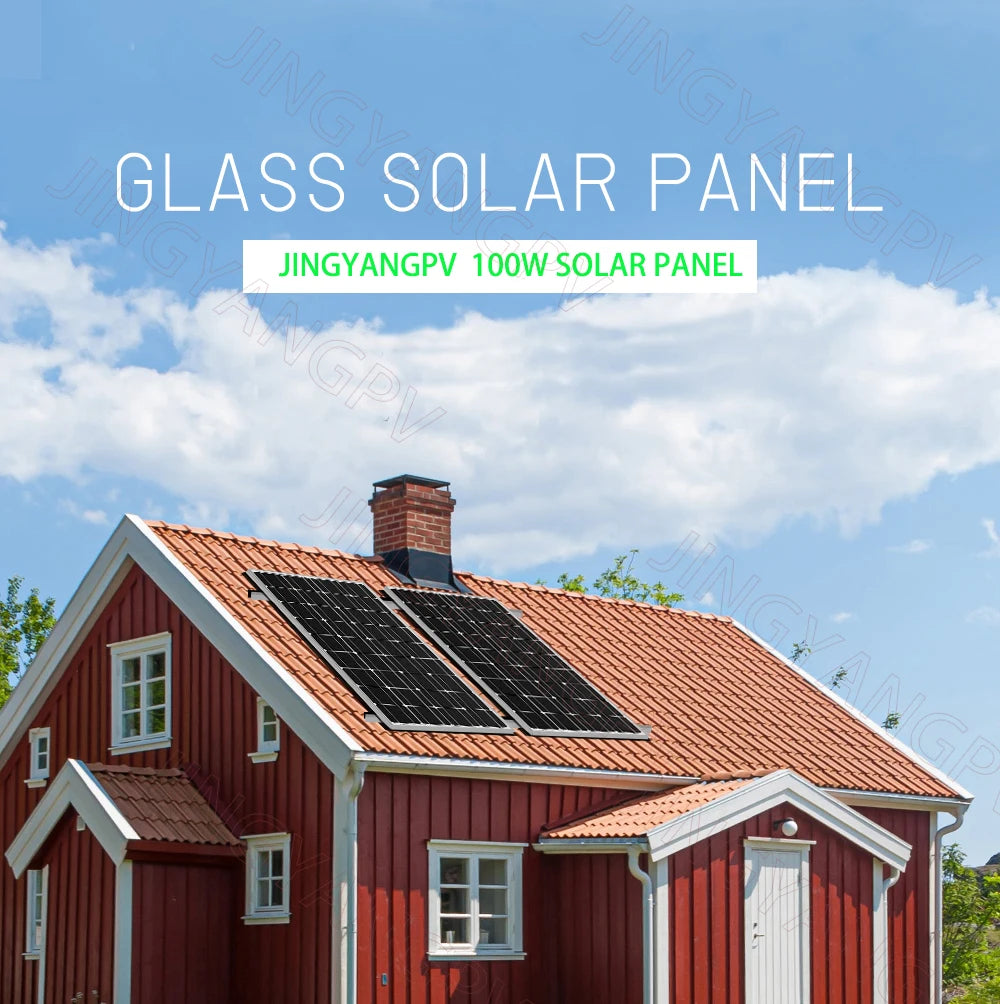 Panou solar 100W 200W 300W 400W 18V Panou fotovoltaic din sticlă rigidă Celulă solară monocristalină pentru încărcător de baterie 12V/24V