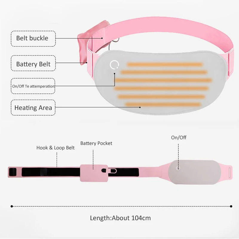 Centură electrică caldă pentru uter, curea de încălzire USB, centură de talie, ameliorarea durerii, bandă încălzită cu infraroșu îndepărtat, ameliorarea dismenoreei, încălzitor de corp feminin