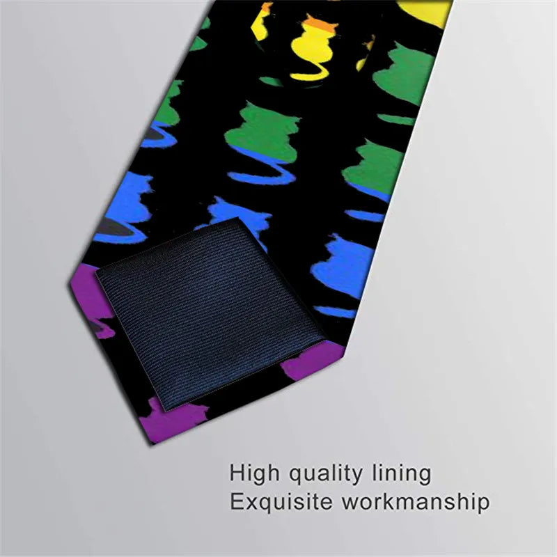Men's Fashion Plaid Ties 8cm Black Creative Novelty Necktie 3D Printed Tie For Men Funny Party Wedding Accessories