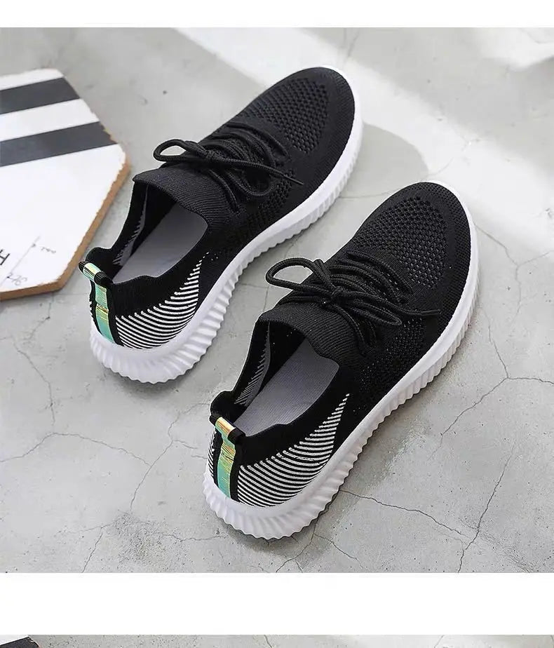 Women's Shoes 2021 Spring White New Breathable Sports Mesh Versatile Summer Hollow Walking Flying Woven No-slip Ladies Sneakers