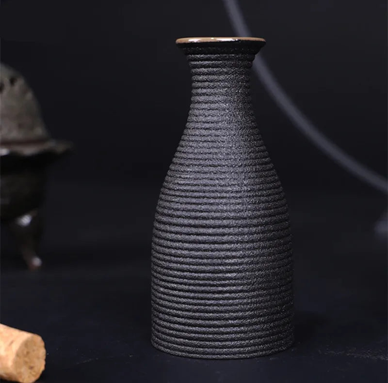 Ceramic Black Pottery Wine Set Small Wine Cup Wine Divider Glass Japanese Sake Set