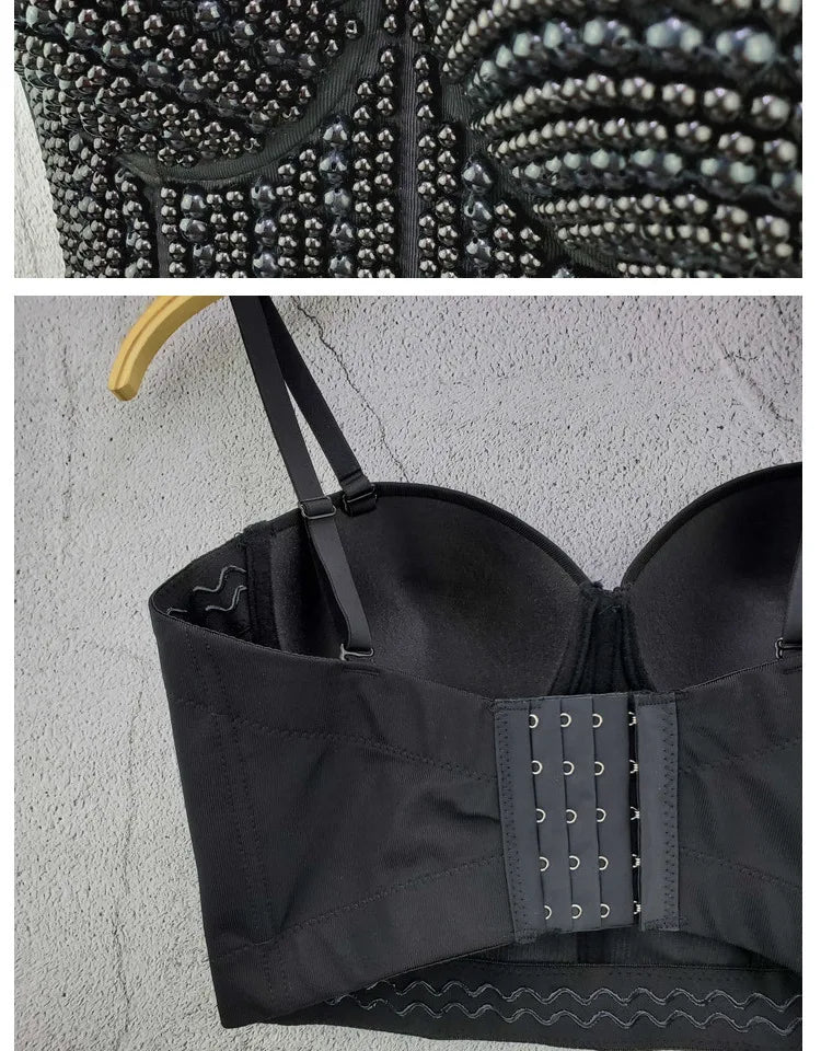 Sherhure JY6635 Perlen Trägerlos - Kurz Polyester Elastisch