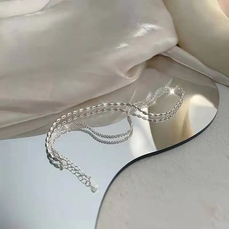 New Fashion 925 Sterling Silver Double Layer Bracelet Beads Exquisite Simple Women Bracelet Fine Jewelry Accessories