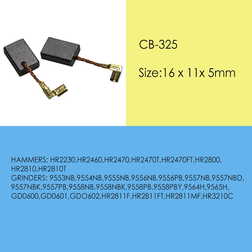 TASP 5 Pairs Carbon Brushes 16 x 11 x 5mm for Makita Electric Motors CB325 9554NB 9557NB 9558