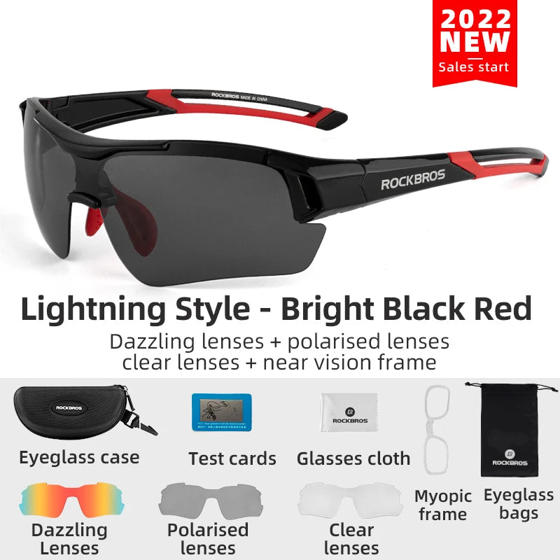 ROCKBROS Radfahren Polarisiert Brille Fahrrad Sonnenbrille Outdoor Sport Sonnenbrille MTB PC Schutzbrille Augenschutz 5/3 Linsen Fahrrad Zubehör