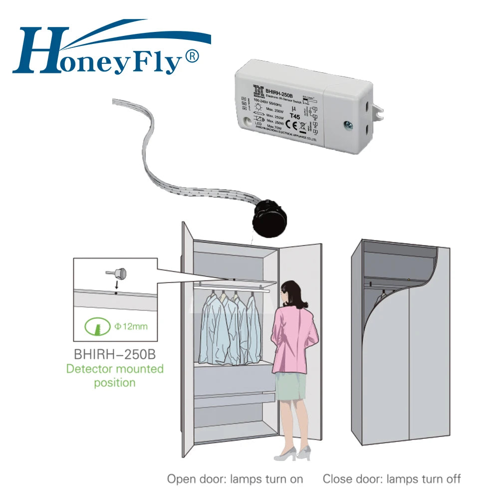 HoneyFly IR Bewegungsmelder Schalter 250W - Infrarot Sensor für automatische Beleuchtung