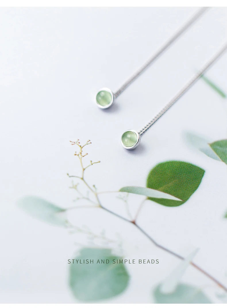 Cercei cu ciucuri și lanț lung cu opal verde Modian Fashion pentru femei, cercei cu picătură din argint 925 autentic, bijuterii fine 2020, noi