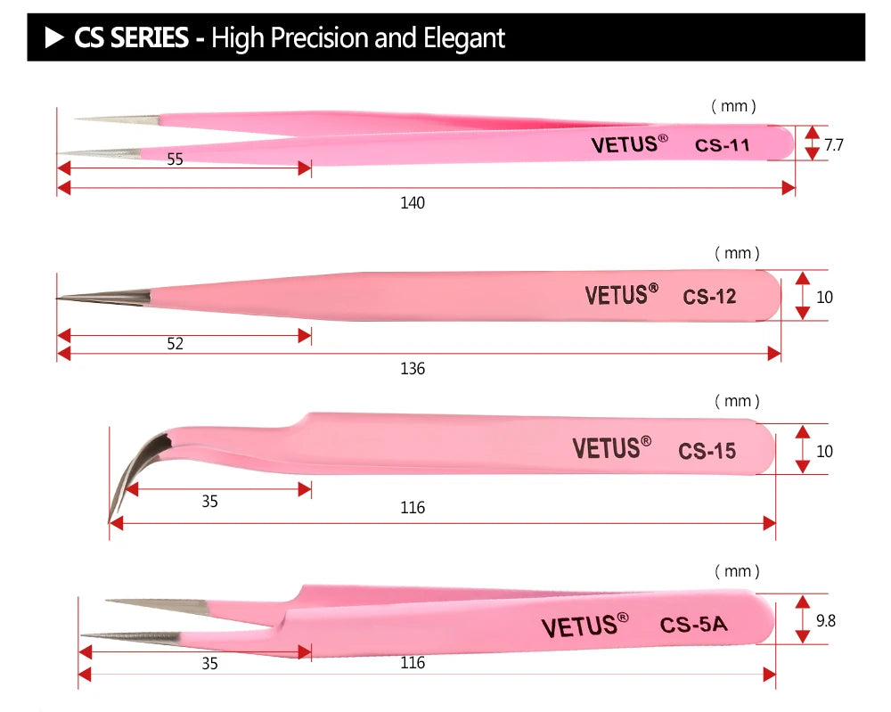 Makeup Professional Eyelash Tweezers 3D Volume Eyelash Extension Tweezer Fan Lash Eyebrow Tweezers VETUS Excellent Closure
