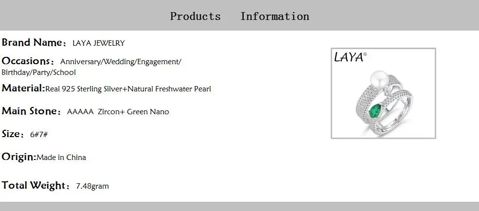 Inel cu perle LAYA Jewelry R29189 - Argint 925 7,48g Verde