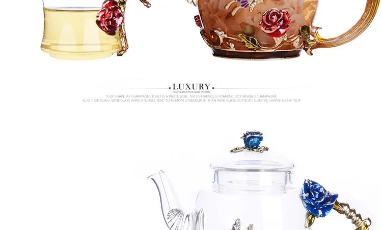 Hand-painted Kung Fu teapot, heat-resistant glass single pot enamel color bubble teapot, high-grade scented tea kettle