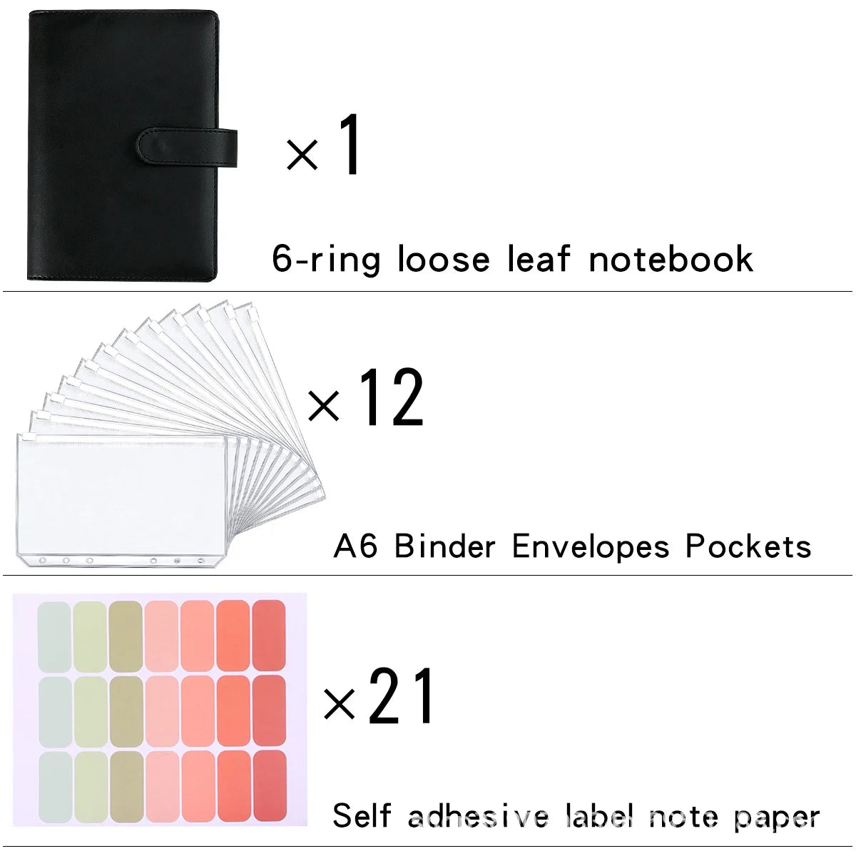 Coliky A5 A6 PU Leder Organizer - 6 Ringe 12 Taschen