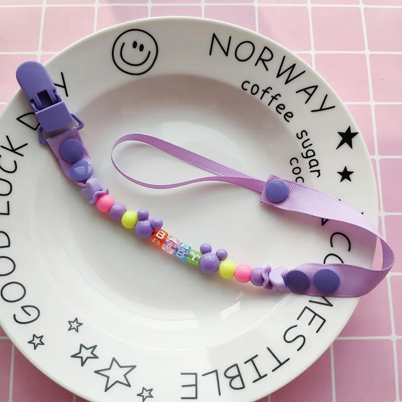 Baby Schnuller Clip Kette Silikon Perlen - Verstellbare Befestigung Nippel Dummy Halter - Anhänger für Mädchen Neugeborene Zubehör Geschenke