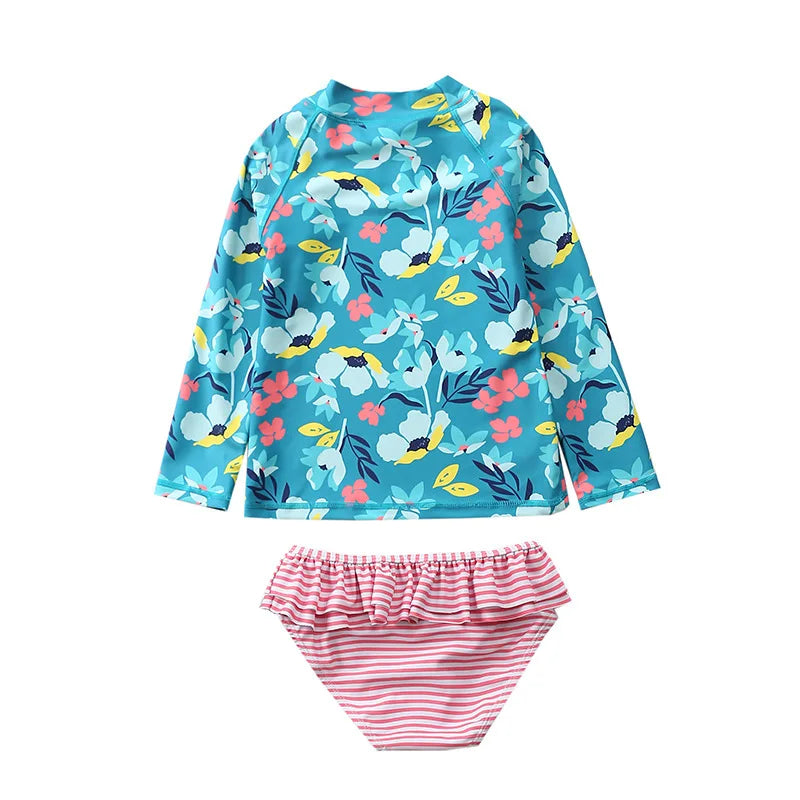 Kinder-Badeanzug 2025: KLEINE KINDER Einhorn Rash Guards Langarm - Zweiteilige Kinder Schwimmkleidung Strand Baby Mädchen UV-Schutz