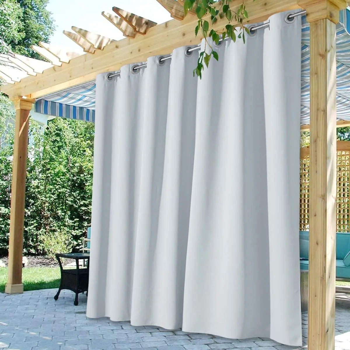Waterproof Outdoor Blackout Curtain, Patio Drape, for Sliding Door, Foyer, Arbor, Lanai, Beige, 1 Panel