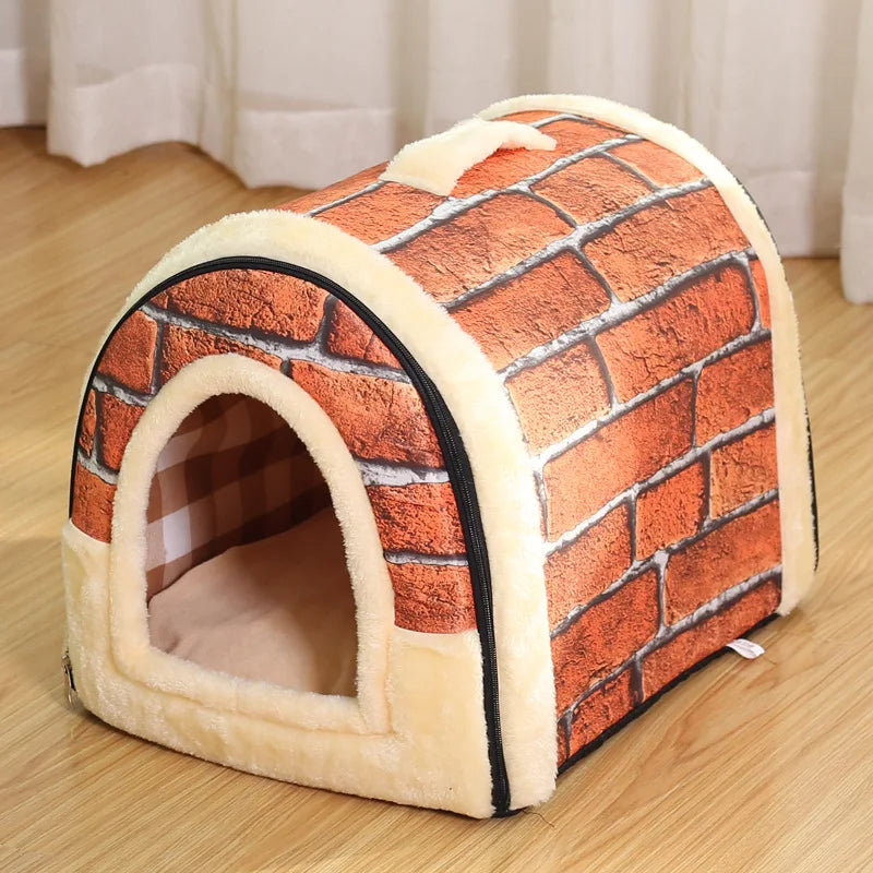 Indoor Dog House Soft Cozy Dog Cave Bed Foldable Removable Warm House Nest With Mat For Small Medium Cats Animals Kennel
