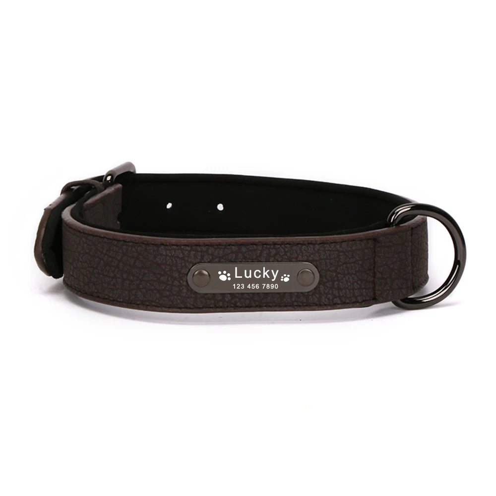 Anpassen Luxus Große Kleine Big Hund Halsband Leder Personalisiert, Breit Leder Personalisiert Halsband für Hunde Name Graviert