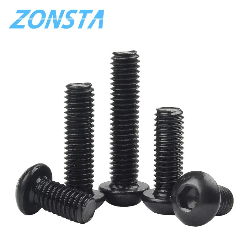 ISO7380 M2 M2.5 M3 M4 M5 M6 Round Black 10.9 Grade Hex Screws Hexagon Screw Cap Socket Button Head Allen Furniture Bolt