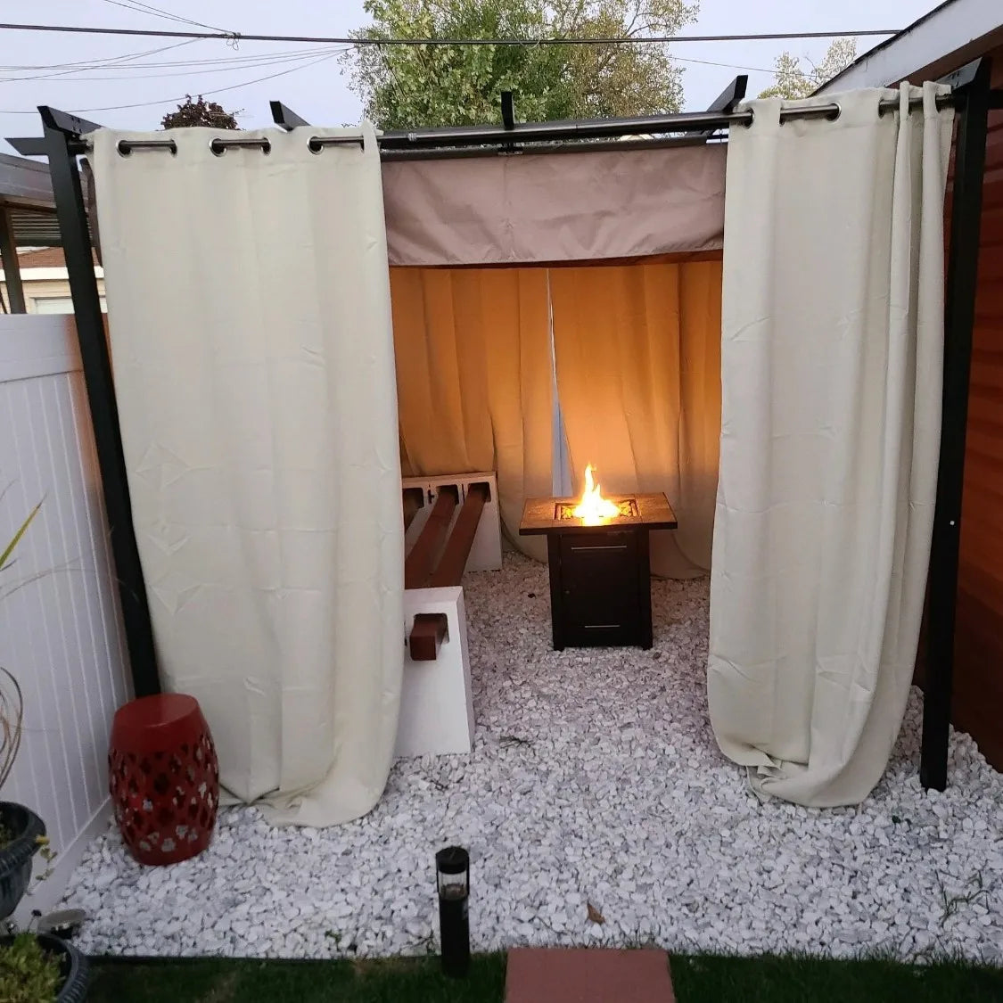 Waterproof Outdoor Blackout Curtain, Patio Drape, for Sliding Door, Foyer, Arbor, Lanai, Beige, 1 Panel