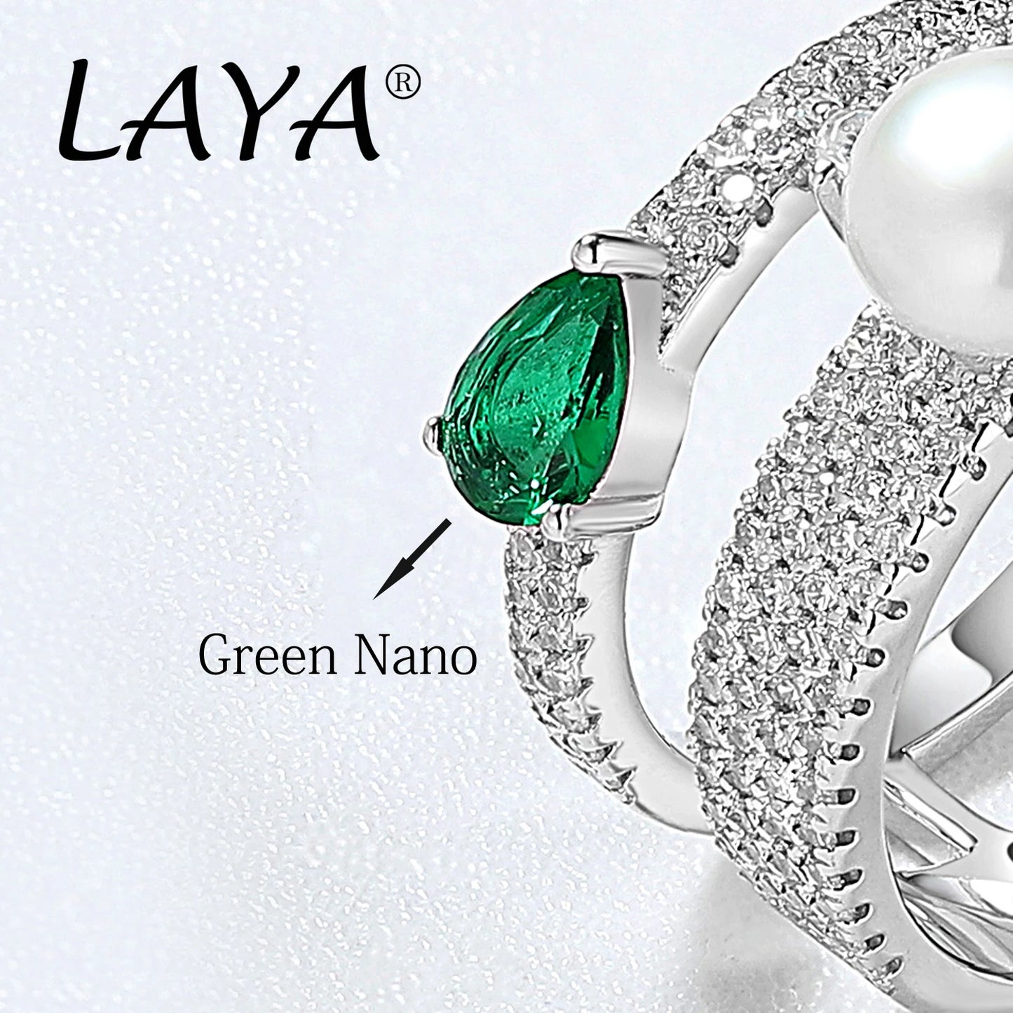 Inel cu perle LAYA Jewelry R29189 - Argint 925 7,48g Verde