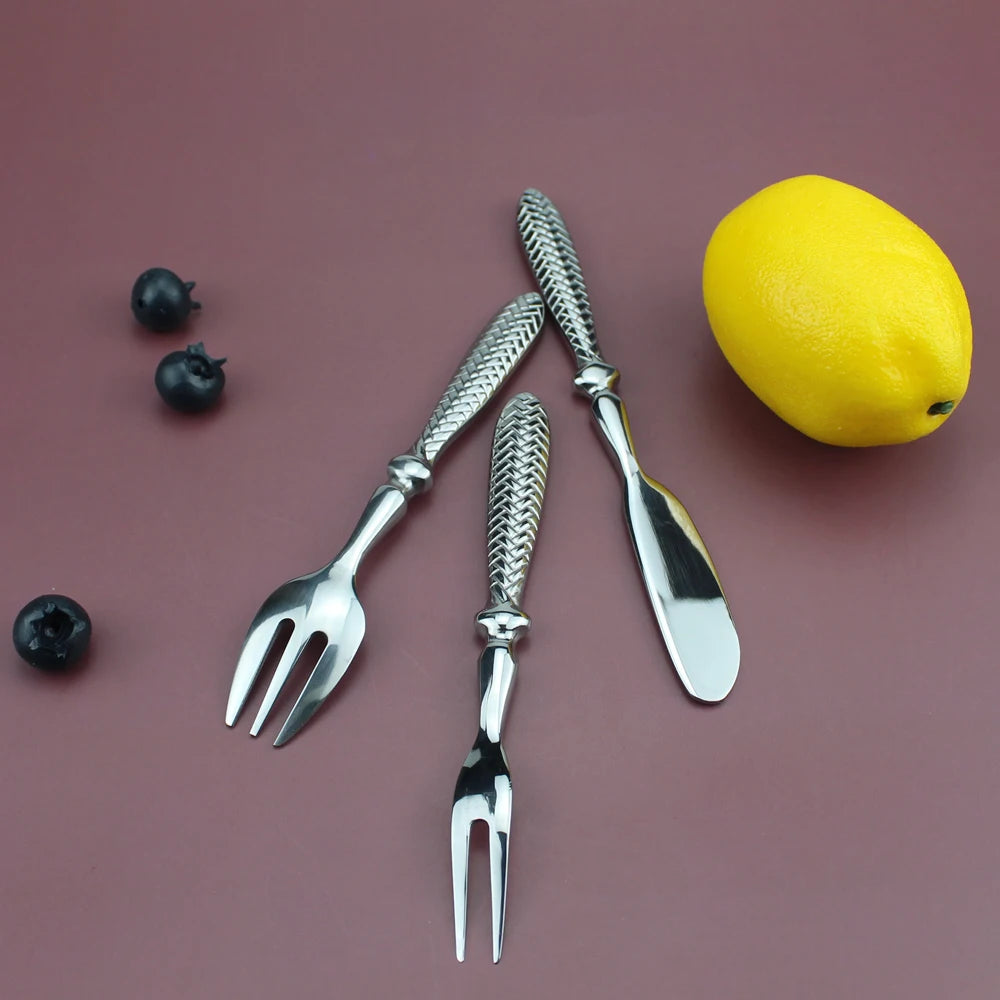 LUCF Royal Luxury 2025 - Gewebtes Muster Griff Spiegel Edelstahl Geschirr - Elegantes Besteck Delikates Tafelgeschirr Küche Hotel