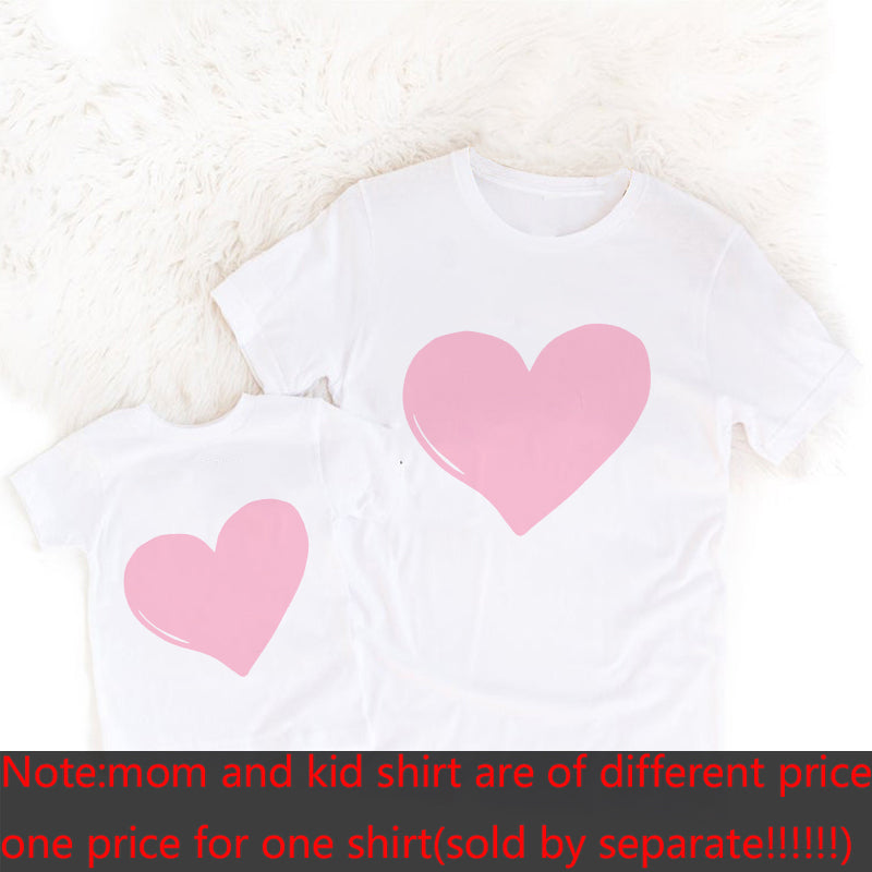 Valentine's Day Shirts Pink Heart Mommy and Me Matching T-Shirt Family Look Mother and Daughter Shirts Valentines Day Outfits