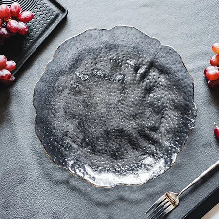 Glass Plate Irregular Dinner Plates Gold Glass Dishes Creative Salad Bowl Transparent Plate Glass Bowl and Dish Set Dessertplate