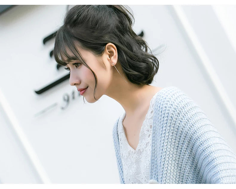 Cercei lungi cu pandantiv, minimalisti moderni, cu farmec simplu, pentru femei și fete, din argint 925