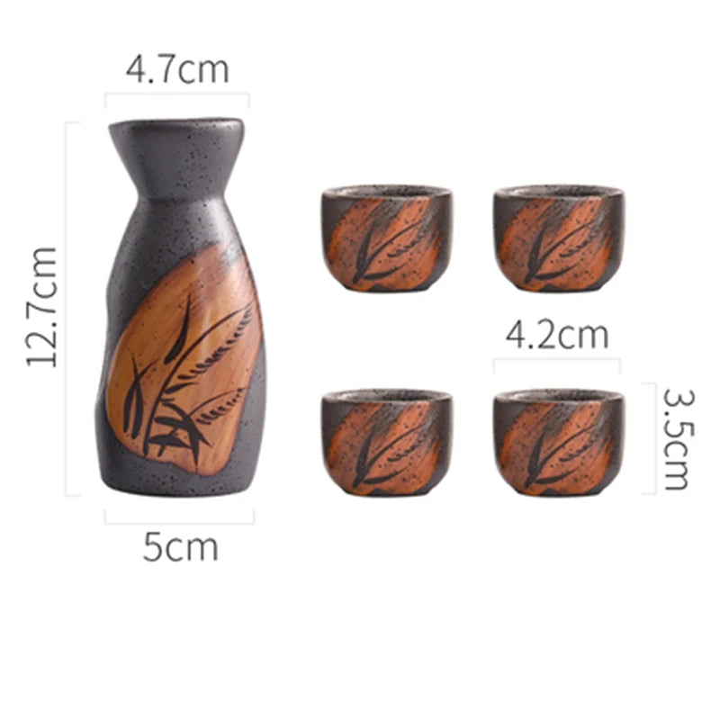 HKIT3327 Sake Set Retro Keramik - 360ml Gesamt 30ml Becher