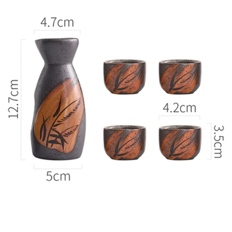 HKIT3327 Sake Set Retro Keramik - 360ml Gesamt 30ml Becher - Golden Bridge Store