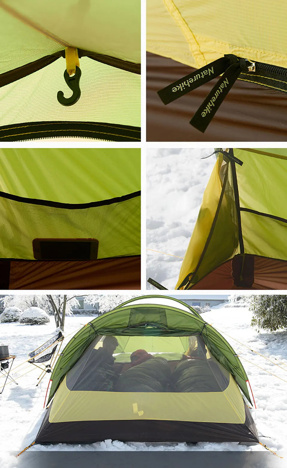 Naturehike Opalus 2 3 4 Tent 2 3 4 Person Hiking Tent 4 Season Tent Ultralight Family Travel Tent 20D Waterproof Camping Tent