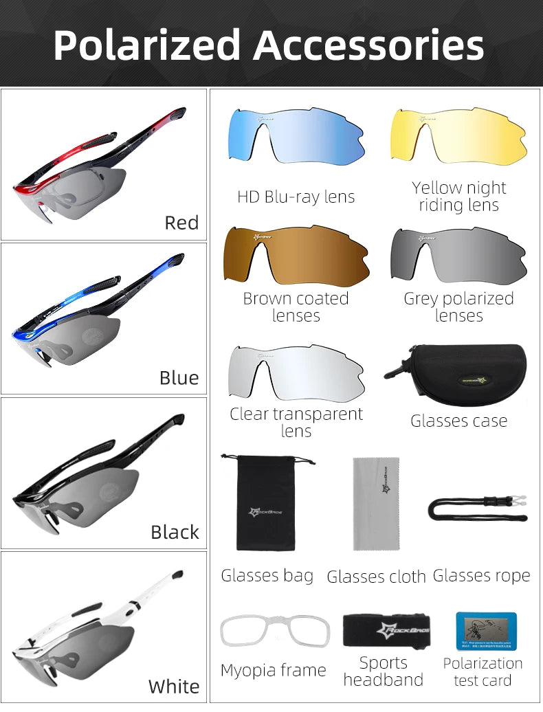 ROCKBROS Radfahren Polarisiert Brille Fahrrad Sonnenbrille Outdoor Sport Sonnenbrille MTB PC Schutzbrille Augenschutz 5/3 Linsen Fahrrad Zubehör